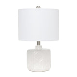 19" Off White Novelty Table Lamp With White Drum Shade