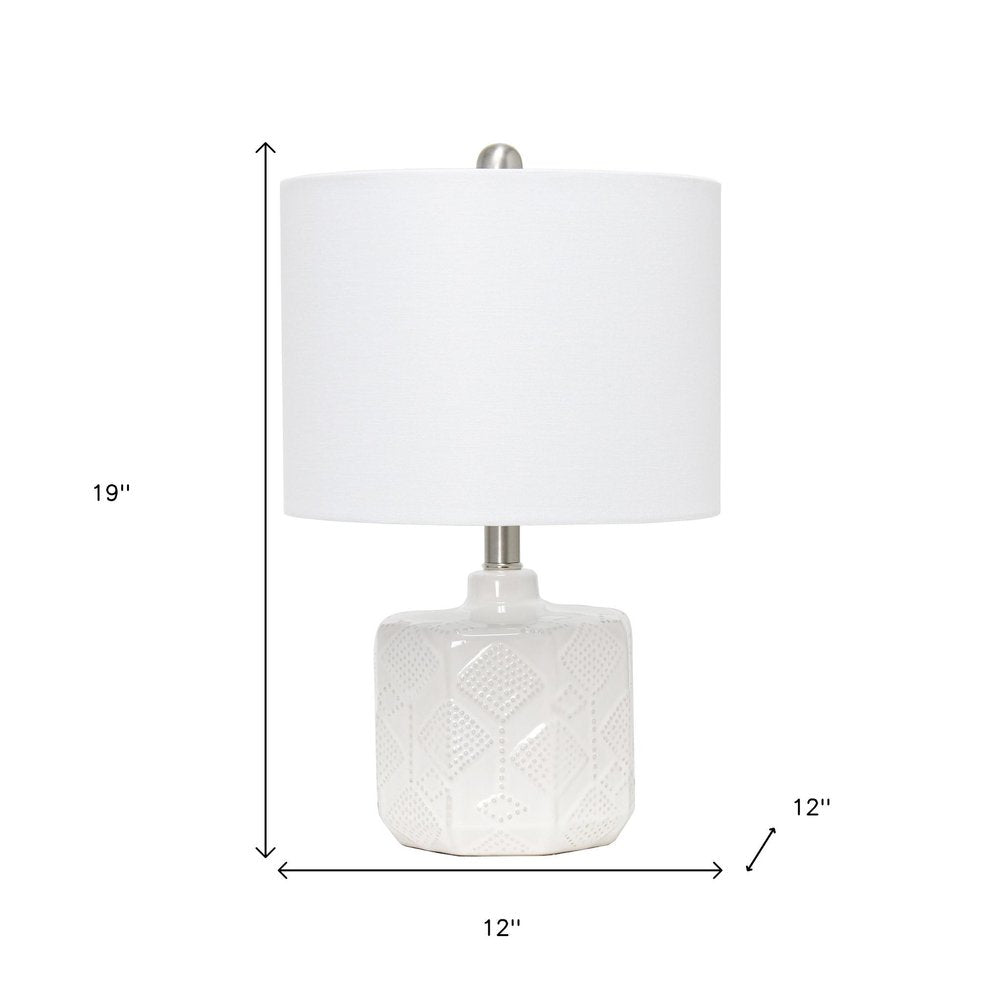 19" Off White Novelty Table Lamp With White Drum Shade