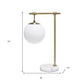 21" Antiqued Brass Metal Novelty Table Lamp With White Globe Shade