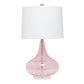 24" Pink And Clear Glass Novelty Table Lamp With White Drum Shade