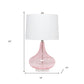 24" Pink And Clear Glass Novelty Table Lamp With White Drum Shade