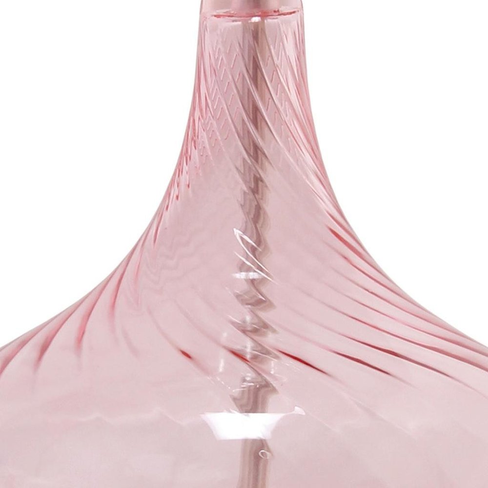 24" Pink And Clear Glass Novelty Table Lamp With White Drum Shade