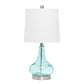 23" Blue And Silver Glass And Metal Novelty Table Lamp With White Drum Shade
