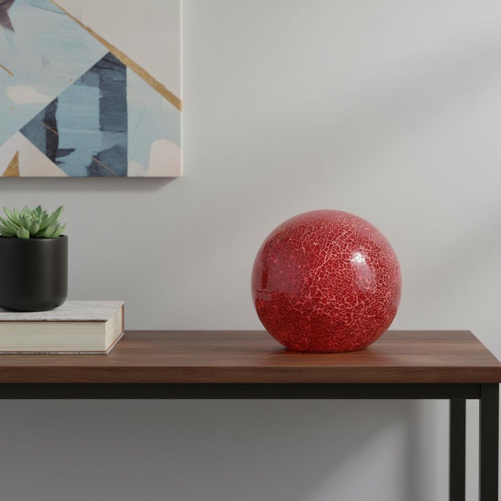 8" Red Globe Table Lamp