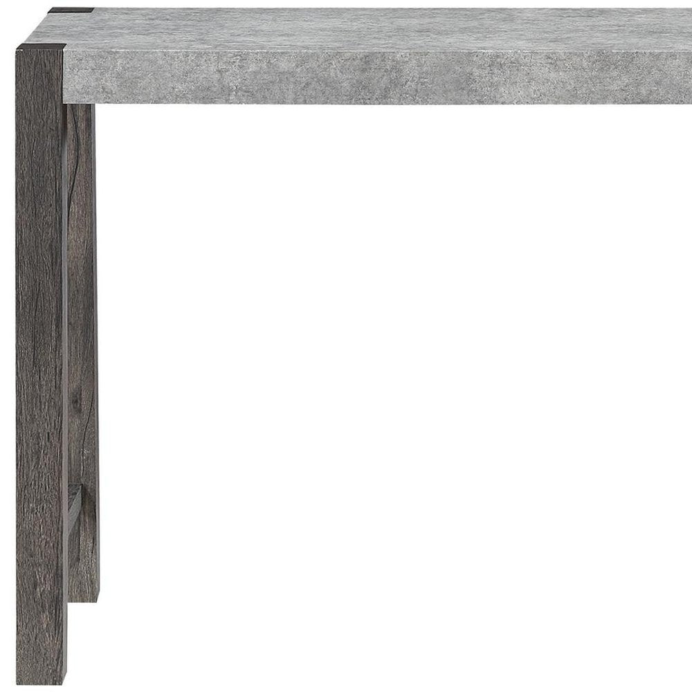 48" Three Piece Gray and Dark Brown Faux Marble and Solid Wood Rectangular Bar Set