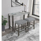 48" Three Piece Gray and Dark Brown Faux Marble and Solid Wood Rectangular Bar Set