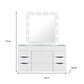 62" White Wood And Glass Six Drawer Vanity Table With Mirror Seating And Lights