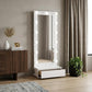 74" White Wood Lighted Freestanding Framed Full Length Mirror