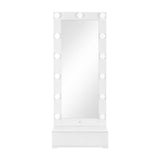 74" White Wood Lighted Freestanding Framed Full Length Mirror
