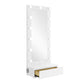 74" White Wood Lighted Freestanding Framed Full Length Mirror