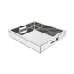 16" Silver Mirrored Glass Serving Tray With Handles