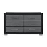 63" Black And Gray Wood Six Drawer Double Dresser