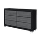 63" Black And Gray Wood Six Drawer Double Dresser