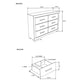 63" Natural And White Wood Six Drawer Double Dresser