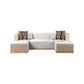 Ivory Velvet U Shaped Three Piece Sofa and Chaise Sectional With Toss Pillows