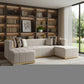 Ivory Velvet U Shaped Three Piece Sofa and Chaise Sectional With Toss Pillows