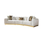Gold And White Velvet Curved Three Piece Sectional With Toss Pillows