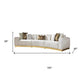 Gold And White Velvet Curved Three Piece Sectional With Toss Pillows