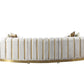 Gold And White Velvet Curved Three Piece Sectional With Toss Pillows