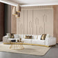 Gold And White Velvet Curved Three Piece Sectional With Toss Pillows