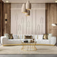Gold And White Velvet Curved Three Piece Sectional With Toss Pillows