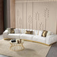 Gold And White Velvet Curved Three Piece Sectional With Toss Pillows