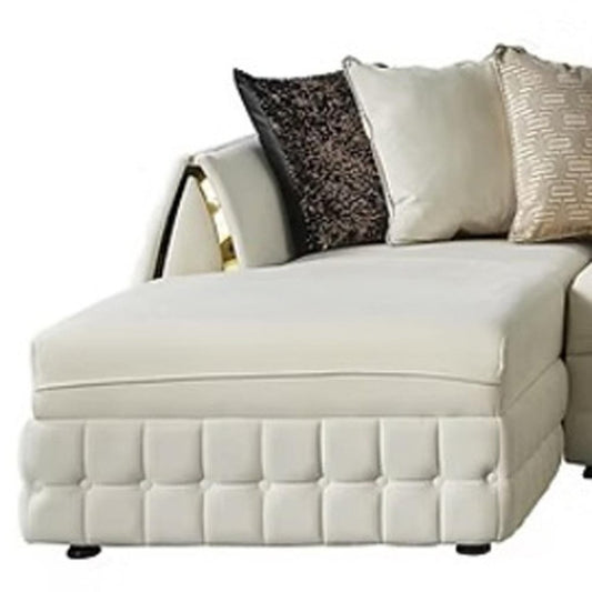 Cream Velvet U Shaped Sofa and Chaise Sectional With Toss Pillows