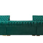 Green Velvet U Shaped Three Piece Sofa and Chaise Sectional With Toss Pillows
