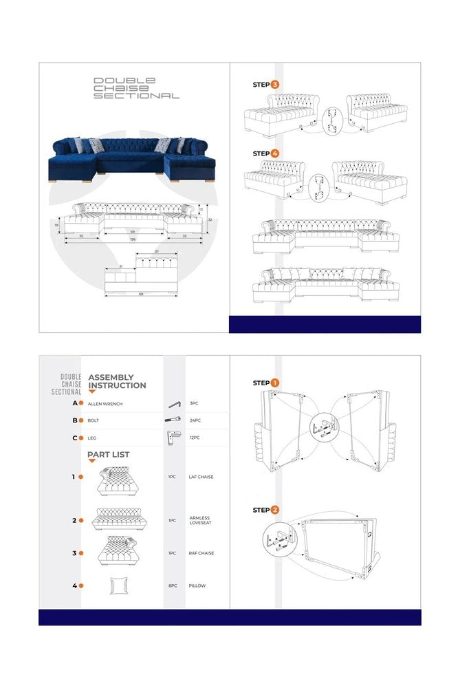 Pink Velvet U Shaped Three Piece Sofa and Chaise Sectional With Toss Pillows