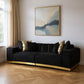 Black Velvet Modular Curved Two Piece Sectional With Toss Pillows