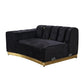 Black Velvet Modular Curved Two Piece Sectional With Toss Pillows
