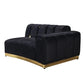 Black Velvet Modular Curved Two Piece Sectional With Toss Pillows