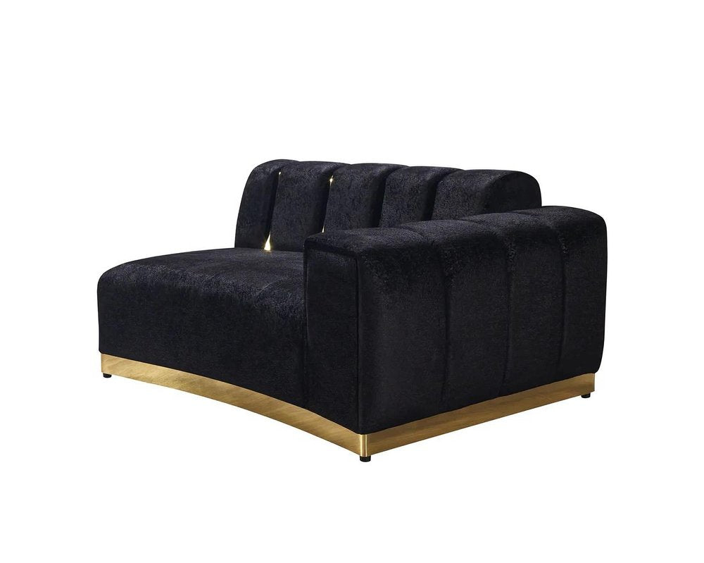 Black Velvet Modular Curved Two Piece Sectional With Toss Pillows