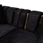 Black Velvet Modular Curved Two Piece Sectional With Toss Pillows