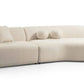 Ivory Boucle Modular Curved Two Piece Sofa and Chaise Sectional With Toss Pillows