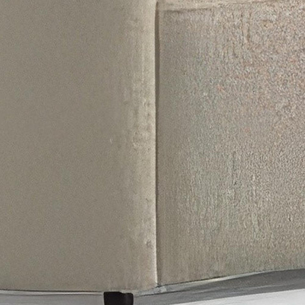 Ivory Boucle Modular Curved Two Piece Sofa and Chaise Sectional With Toss Pillows