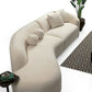Ivory Boucle Modular Curved Two Piece Sofa and Chaise Sectional With Toss Pillows