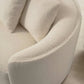 Ivory Boucle Modular Curved Two Piece Sofa and Chaise Sectional With Toss Pillows