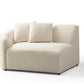 Ivory Boucle Modular Curved Two Piece Sofa and Chaise Sectional With Toss Pillows