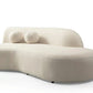 Ivory Boucle Modular Curved Two Piece Sofa and Chaise Sectional With Toss Pillows