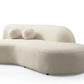 Ivory Boucle Modular Curved Two Piece Sofa and Chaise Sectional With Toss Pillows