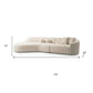 Ivory Boucle Modular Curved Two Piece Sofa and Chaise Sectional With Toss Pillows