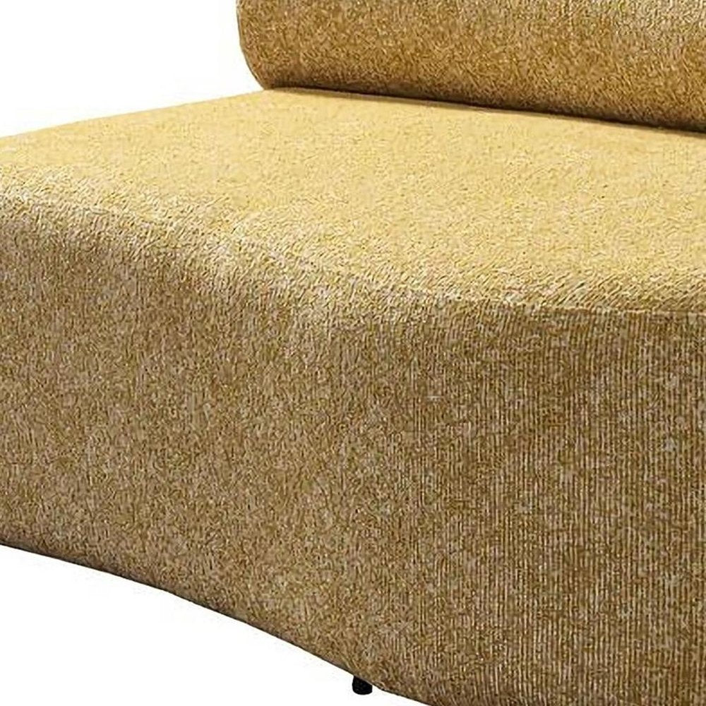 Mustard Boucle Modular Curved Three Piece Sectional With Toss Pillows