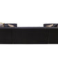 Black Velvet Modular U Shaped Four Piece Sofa and Chaise Sectional With Toss Pillows