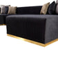 Black Velvet Modular U Shaped Four Piece Sofa and Chaise Sectional With Toss Pillows