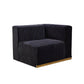 Black Velvet Modular U Shaped Four Piece Sofa and Chaise Sectional With Toss Pillows