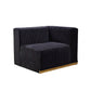 Black Velvet Modular U Shaped Four Piece Sofa and Chaise Sectional With Toss Pillows