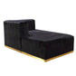 Black Velvet Modular U Shaped Four Piece Sofa and Chaise Sectional With Toss Pillows