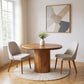 48" Brown Solid Wood Pedestal Base Round Top Dining Table