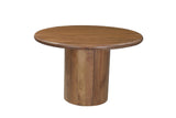 48" Brown Solid Wood Pedestal Base Round Top Dining Table